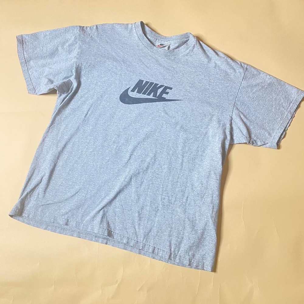 Vintage 90s Nike Tee All Gray Swoosh Heather Gray Adult L